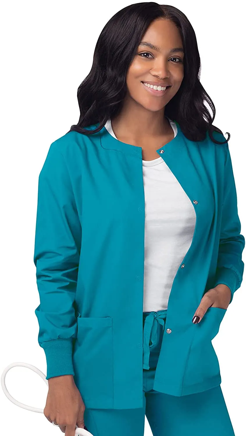 Sivvan Women's Scrubs Warm-Up Jacket/Front Snaps - Round Neck