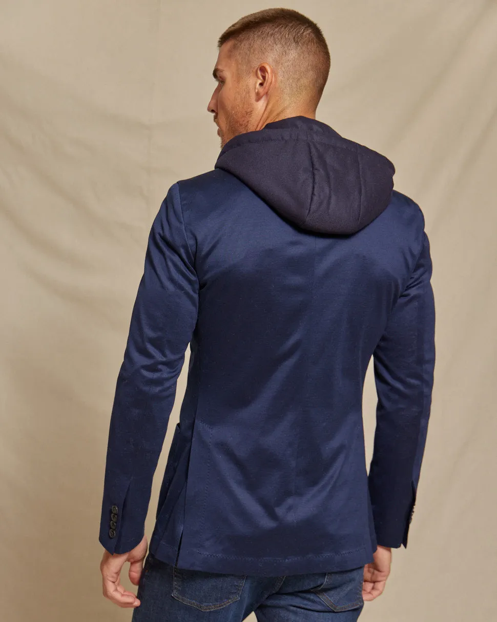 The Kane - Loro Piana Hoodie Button Out Soft Jacket - Navy Jersey