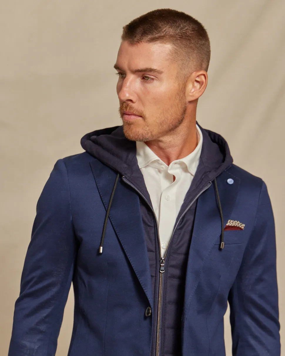 The Kane - Loro Piana Hoodie Button Out Soft Jacket - Navy Jersey