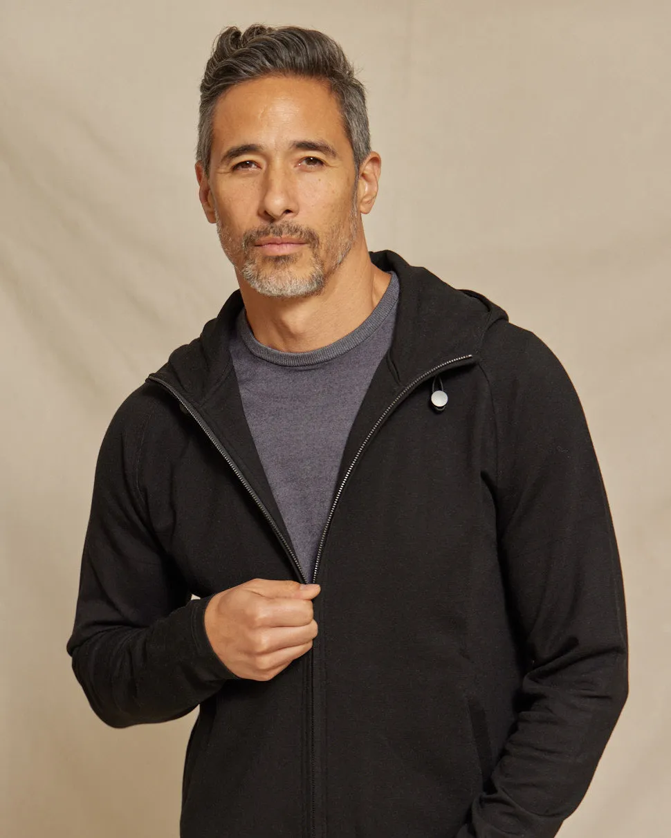 The Logan - Scuba Hooded Jacket - Black/Charcoal