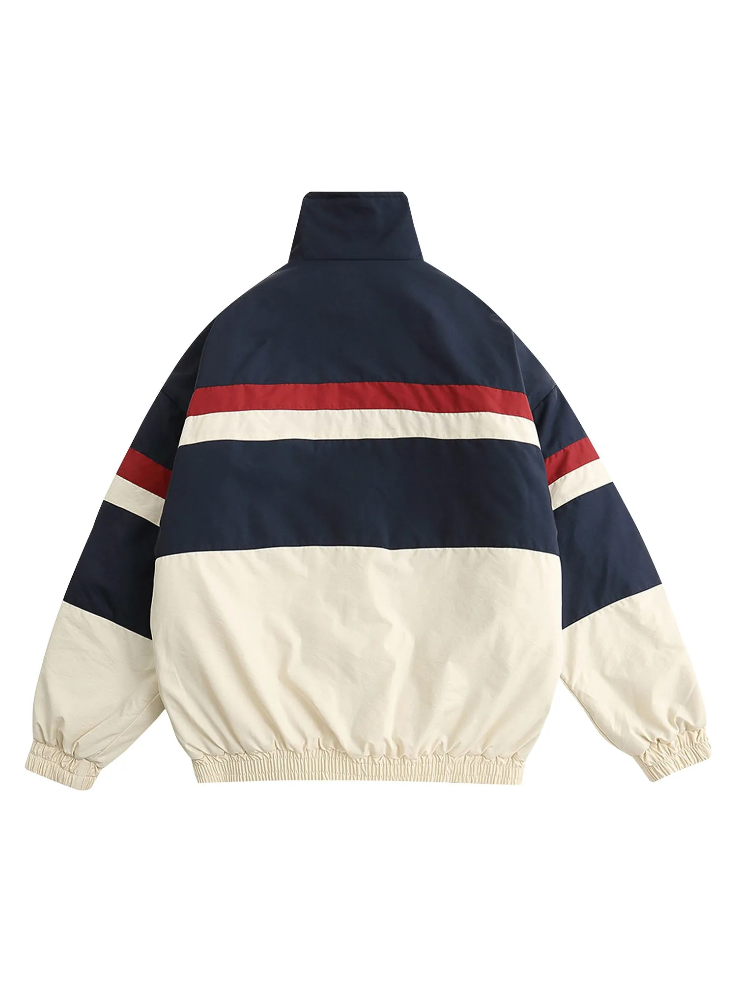 Thesupermade Retro Letter Embroidery Color-Blocked Cotton Jacket - 1557