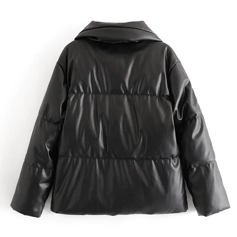 Ultrawarm Vegan Leather Winter Parka Coat Jackets