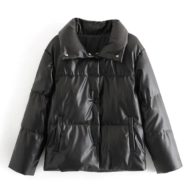 Ultrawarm Vegan Leather Winter Parka Coat Jackets