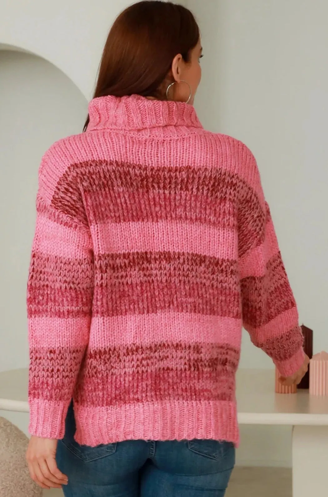 VENUS ROLL NECK KNIT PINK