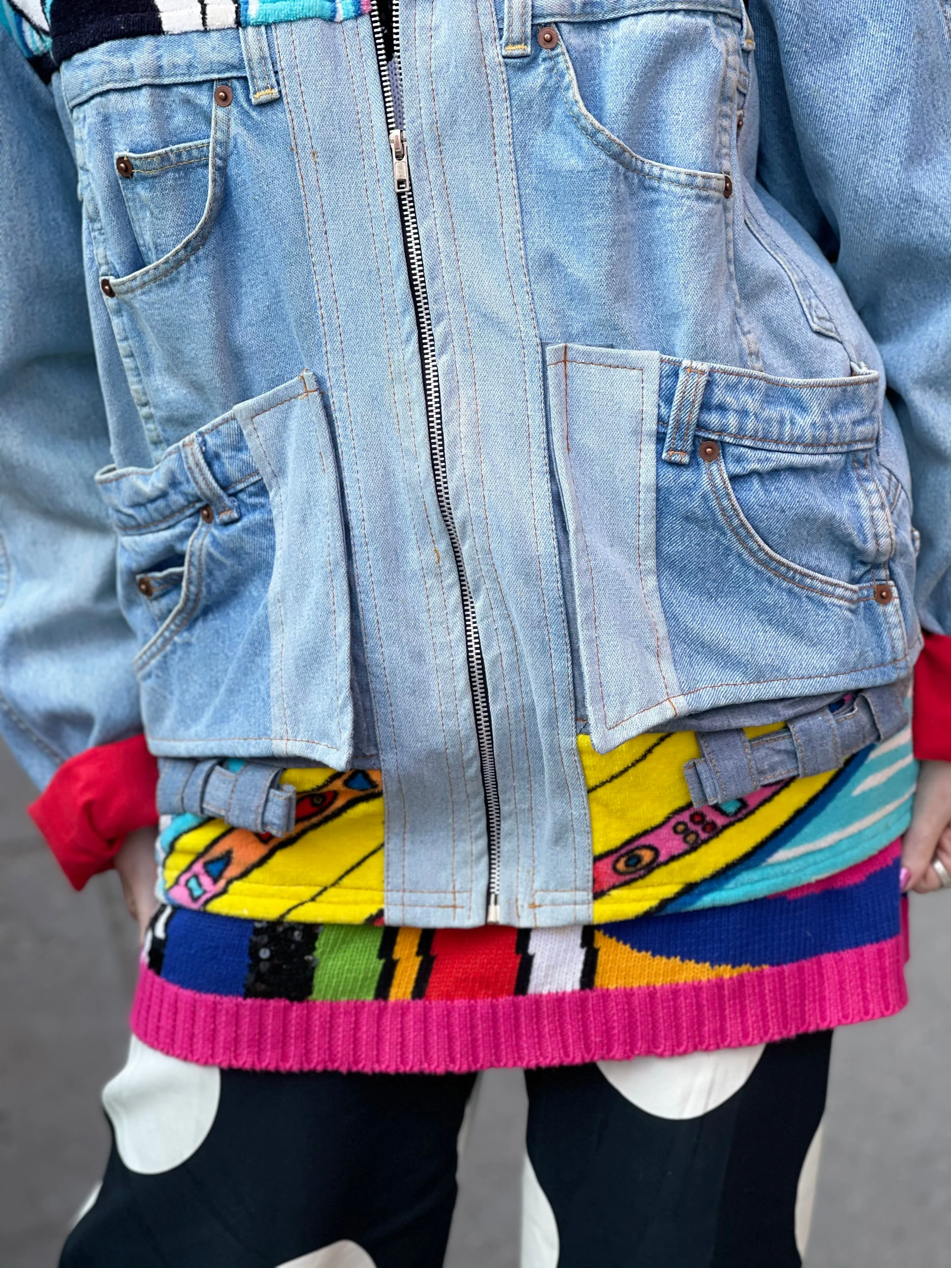 Vintage 80s Patchwork Bugs Bunny Looney Tunes Jean Jacket