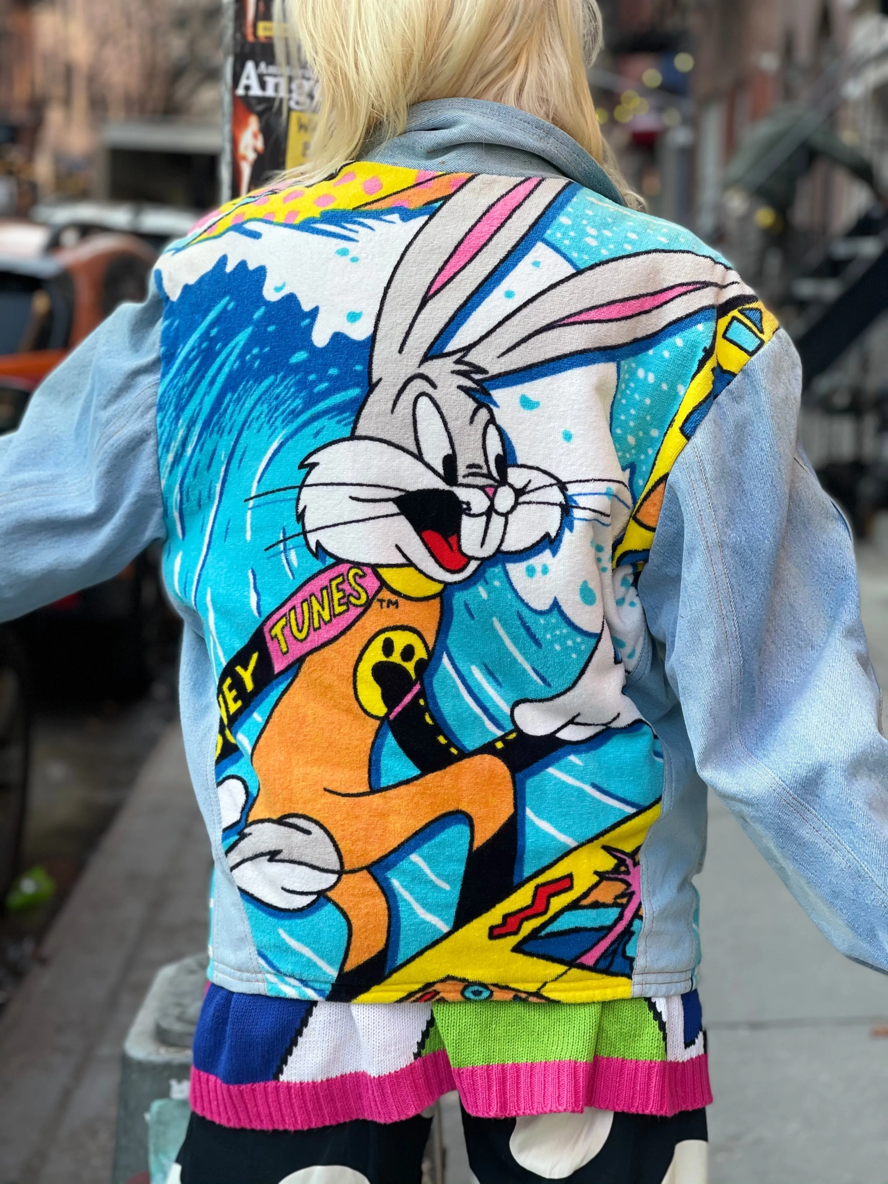 Vintage 80s Patchwork Bugs Bunny Looney Tunes Jean Jacket