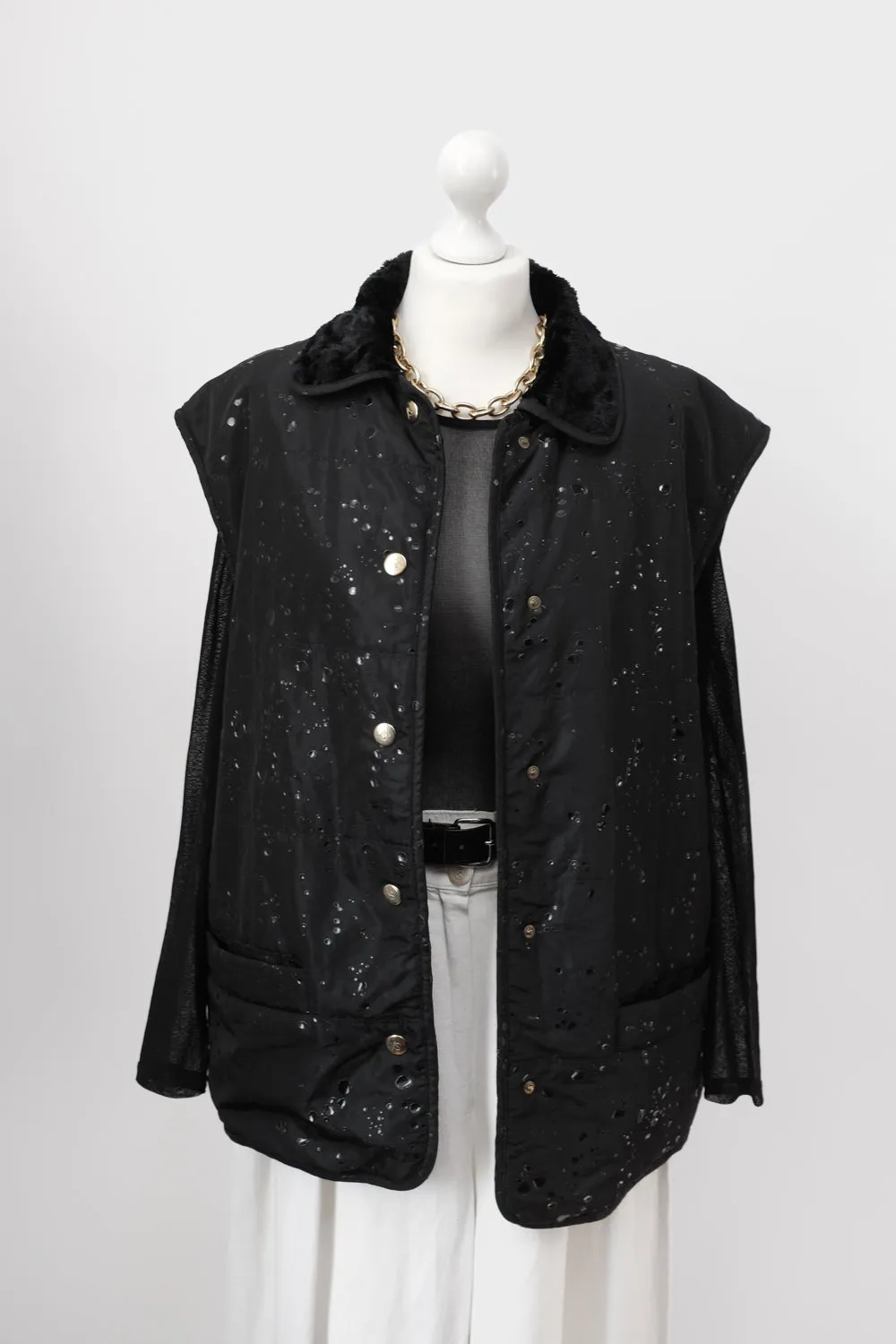 WATER DROPS WARM BLACK VINTAGE VEST