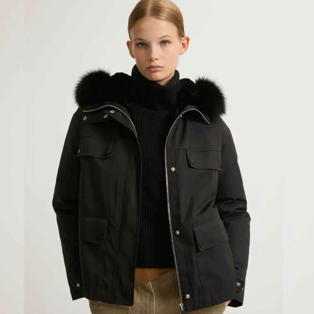 Yves Salomon Cropped Parka - Noir