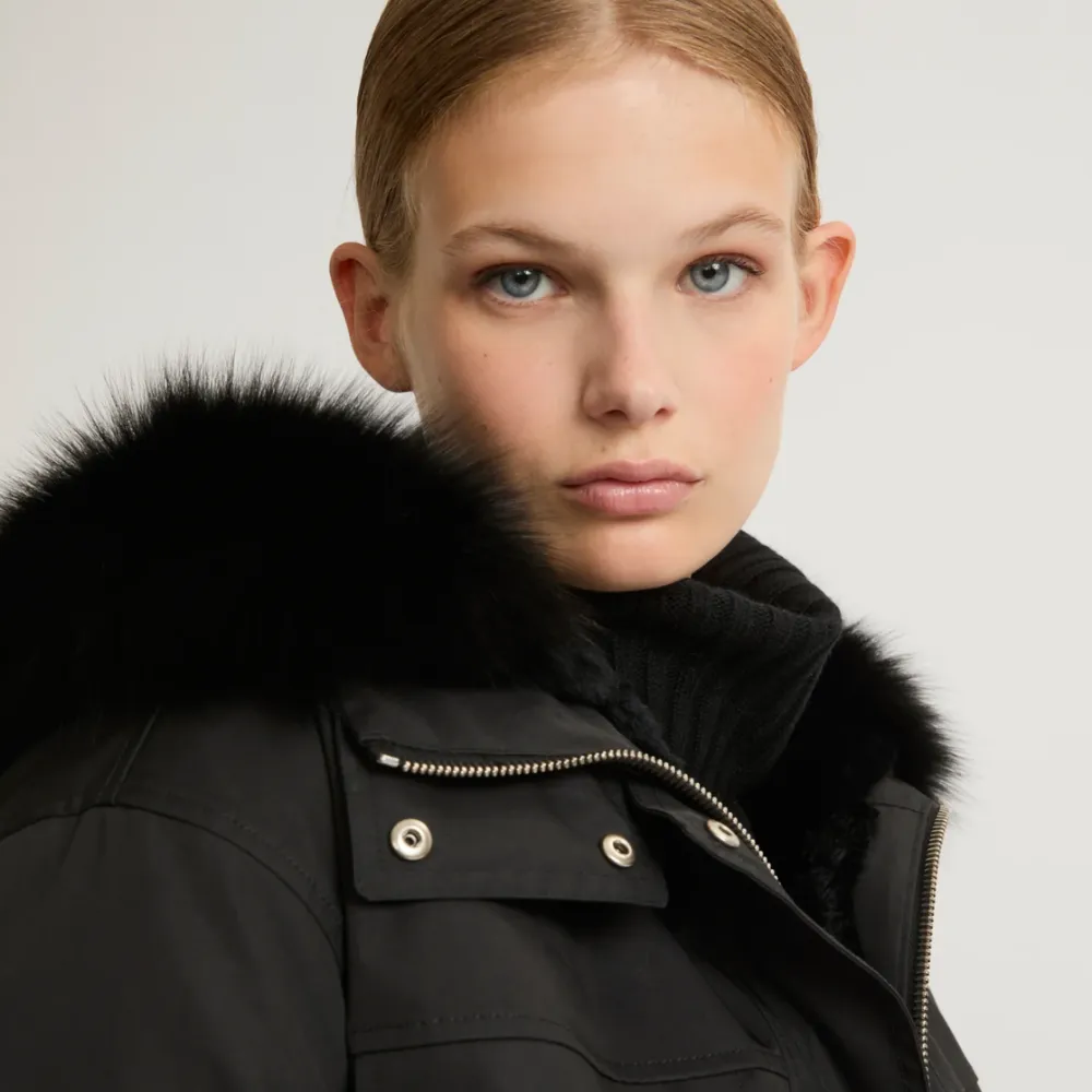 Yves Salomon Cropped Parka - Noir