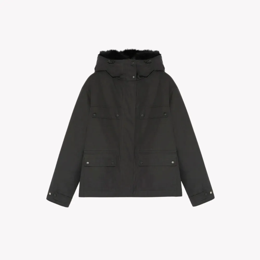 Yves Salomon Cropped Parka - Noir