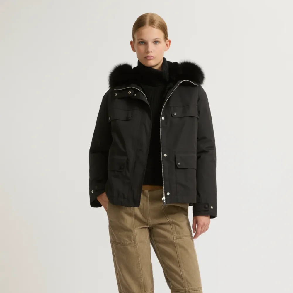 Yves Salomon Cropped Parka - Noir